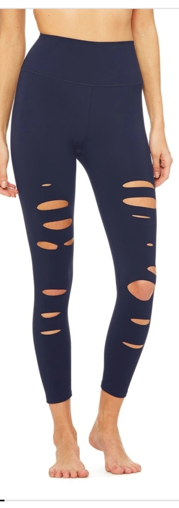 ALO yoga navy distressed leggings.  Size small